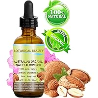 ORGANIC Sweet ALMOND OIL AUSTRALIAN 100% Pure Virgin Unrefined for Face, Hair and Body. 2 oz - 60 ml