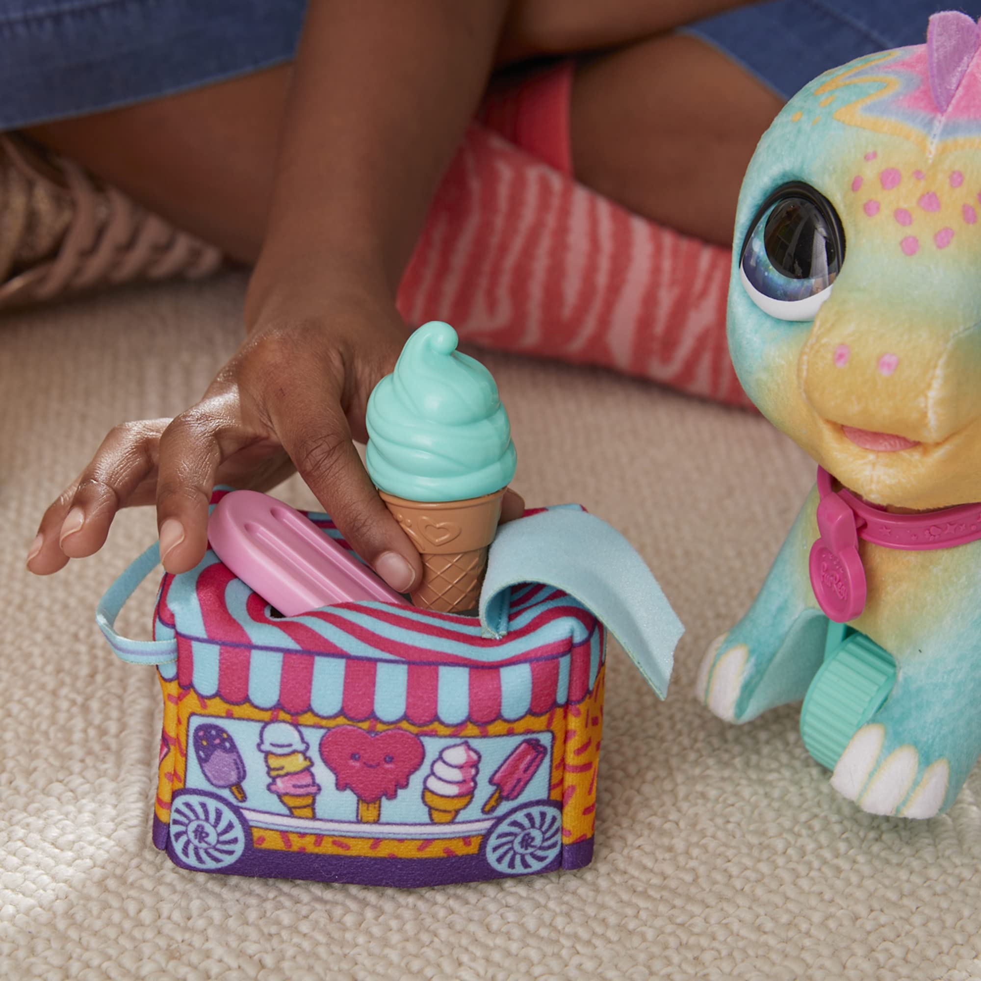 FurReal Snackin’ Sally’s Ice Cream Party Electronic Pet with 40+ Sounds and Reactions, Plus Walkalots Dinosaur; 5 Accessories; Ages 4 and Up (Amazon Exclusive)