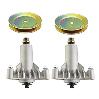 2 Pieces Spindle Assembly with Pulley Bracket Replace 28285, 130794, 133172, 137641, 137645, 532128285, 532130794, 532133172, 532137645+ Replaces Pulley 153535 Surface with Yellow Zinc