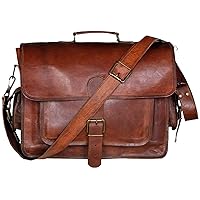 18 Inch Unisex Handmade Leather Messenger Bag for Laptop Briefcase Satchel Distressed Bag