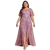 Ever-Pretty Women's Plus Size Gorgeous A Line Sequin Embroidered Evening Dress with Sleeves 02083-DA