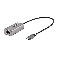 StarTech.com USB-C to Ethernet Adapter, USB 3.0 to Gigabit Ethernet Network Adapter - 10/100/1000 Mbps, USB-C to RJ45 Ethernet Adapter (GbE), 12in Attached Cable, Driverless Install (US1GC30B2)