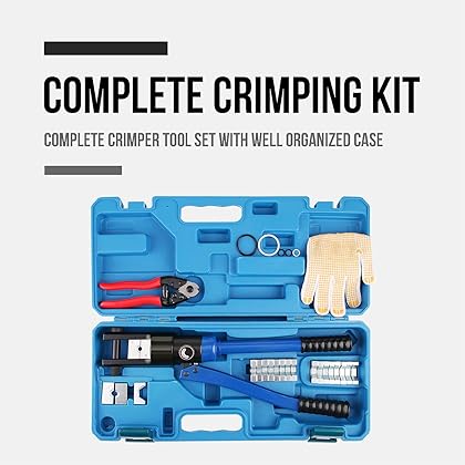 LICHAMP 19 Packs Hydraulic Cable Lug Tool with durable case, 4 AWG to 600 MCM Battery Cable Crimping Tool WIRE Terminal Crimper Set, 1603BL