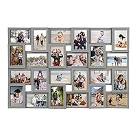 Collage Picture Frames for Wall 24 Slots, Reunion Friends Family Memory Large Photo Frame Selfie Gallery Puzzle Collage Wall Hanging for 4x6 Photo | Gray