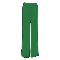 Oops Outlet Women's Baggy Wide Leg Pants Flared Palazzo Leggings Made in UK Plus Size (US 20/22) Jade Green