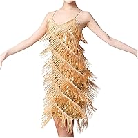 Ruziyoog Fashion Dress for Women Elegant Tassels Sequin Fringe Flapper Dresses Sexy Spaghetti Straps Mini Dancewear Dress