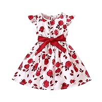 Toddler Girls Fly Sleeve Floral Prints Princess Dress Dance Party Dresses Clothes Baby Girl Dresses 3 Months