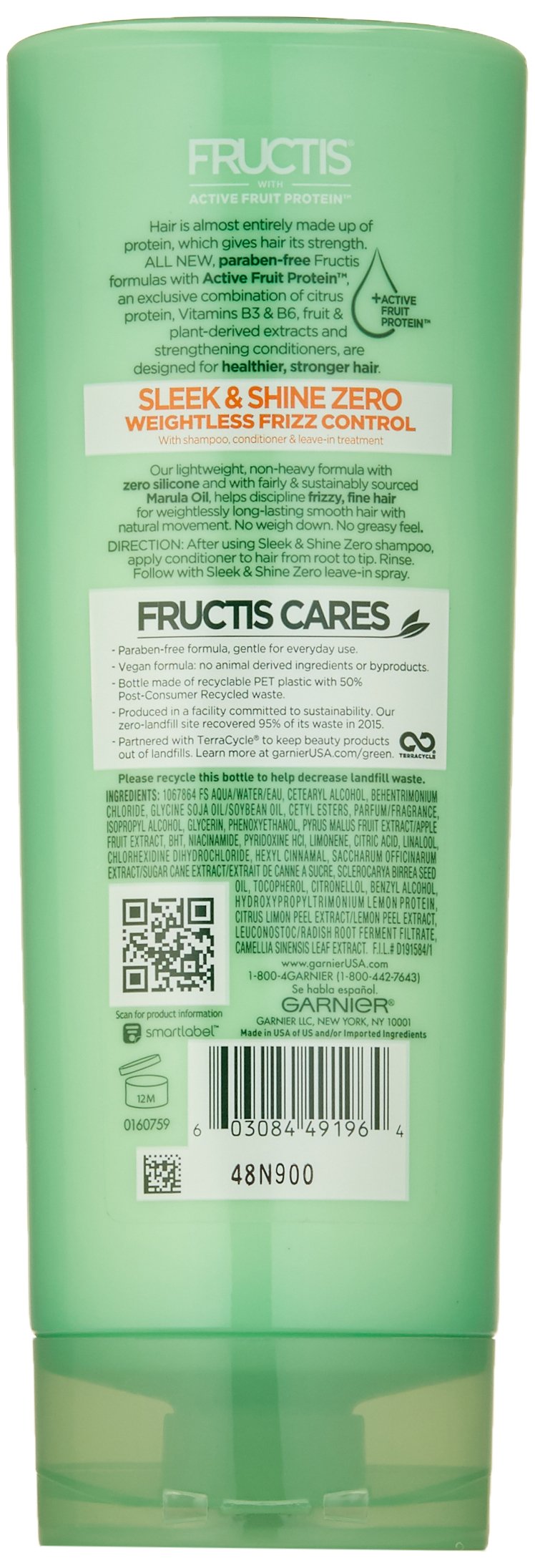 Garnier Hair Care Fructis Sleek and Shine Zero Conditioner, 12 Fluid Ounc