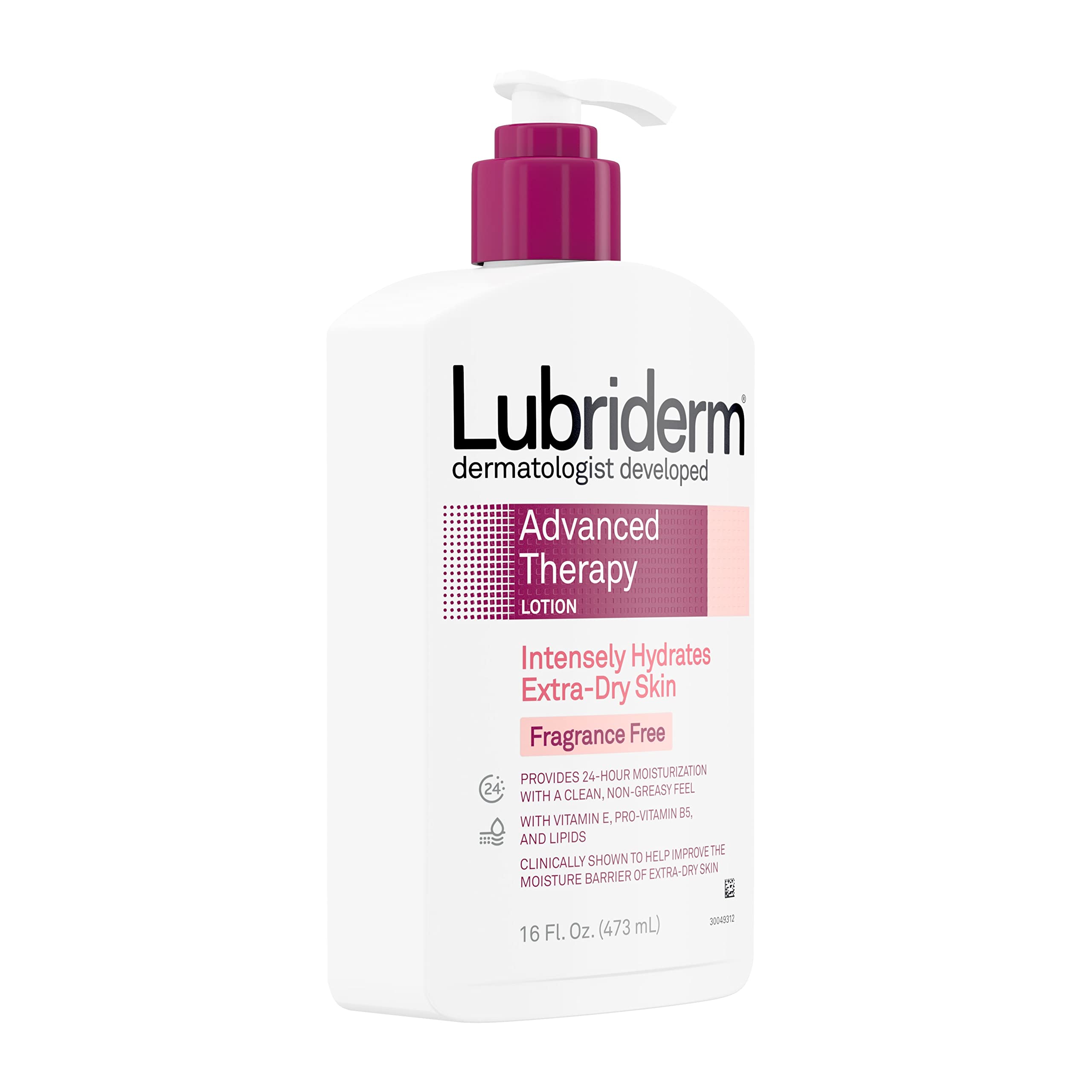 Lubriderm Advanced Therapy Moisturizing Lotion with Vitamins E and B5, Deep Hydration for Extra Dry Skin, Non-Greasy Formula, 16 fl. oz (Pack of 2)