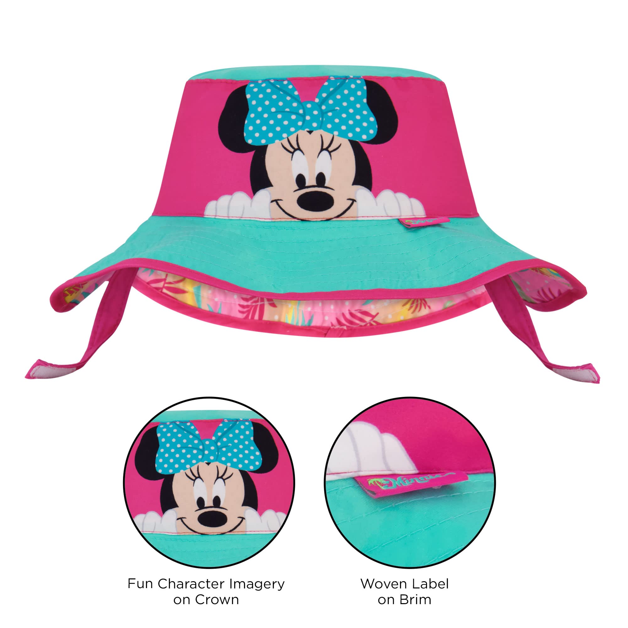 Disney Girls Rash Guard Set with Bucket Hat and Sunglasses, Minnie Mouse, Ages 3-8