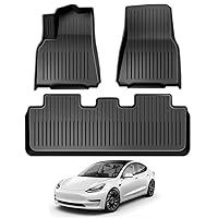 Tesla Model Y Floor Mats for 2024-2021, 3PCS All Weather Full Set Cargo Liners Accessories - Custom Fit 3D TPE Odorless Floor Mats for Tesla Model Y 5-Seater