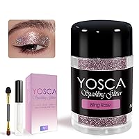 5g Sparkle Cosmetic Grade Holographic Magic Purple Makeup Glitter Loose Body Shimmer Powder for Glitter Eyeshadow Lip Face Paint Concert Festival Rave Accessorise - Bling Rose