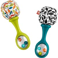 Fisher-Price Baby Newborn Toys Rattle ‘n Rock Maracas Set of 2 Soft Musical Instruments for Babies 3+ Months, Neutral Colors (Amazon Exclusive)