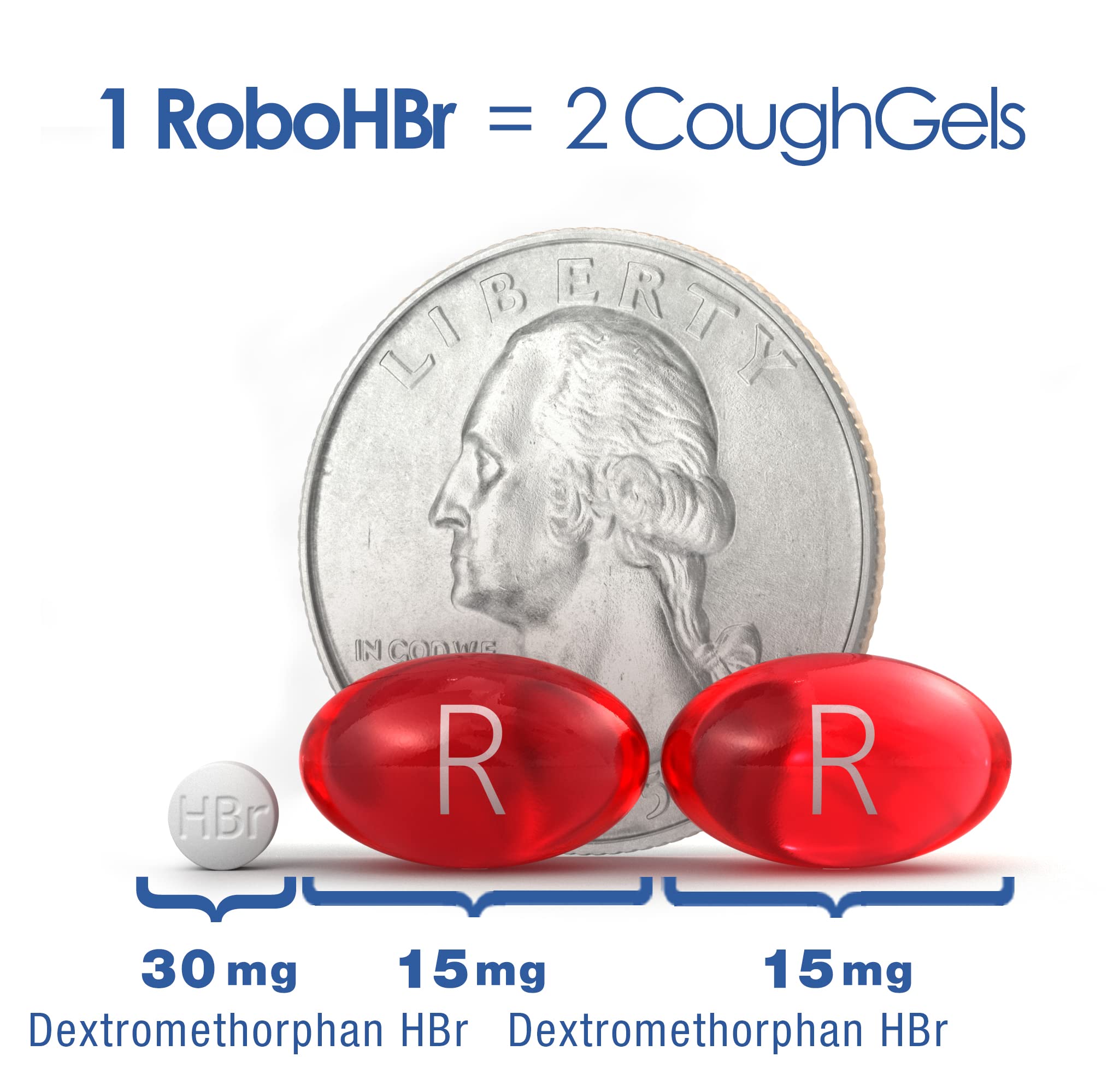 RoboHBr Cough suppressant, Dextromethorphan HBr 30 mg, 100 Tablets, 100 Doses