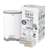 Diaper Dekor Plus Diaper Pail Gift Set – White | Comes with up to a Year's Supply Worth of Diaper Dekor Refills!