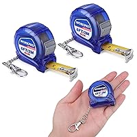 WORKPRO Mini Tape Measure, 2 Pcs 6FT Retractable Easy Reading Keychain Tape Measurement, Inch/Metric Scale Pocket Size Small Tape Measure for Engineer, Portable, ABS Protective Casing, Blue