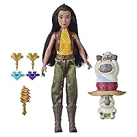 Disney Princess Raya and The Last Dragon Strength and Style Set Fashion Doll,Hair Twisting Tool,Hair Clips,Toy for 5 Year Old Kids and Up