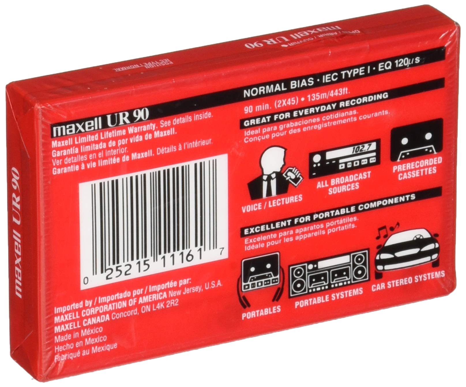 MAXELL 108510 Normal-Bias Cassette Tapes (Single)