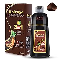 hair dye shampoo，Hair Color Shampoo for Women Men Gray Coverage,Gray Coverage Shampoo Herbal Ingredients 3 in 1 Hair Dye 500ml (dark brown)