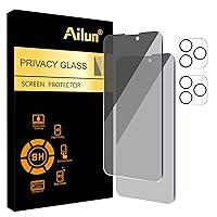 Ailun 2Pack Privacy Screen Protector for iPhone 14 Pro Max[6.7 inch] + 2 Pack Camera Lens Protector, Sensor Protection, Dynamic Island Compatible, Anti Spy Private Tempered Glass Film, Case Friendly, [9H Hardness] - HD [Black]