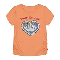 Juicy Couture Girls' Short Sleeve Cotton Graphic T-Shirt with Sequin and Metallic Sparkle Designs