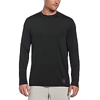 PGA TOUR Men's Mixed Media Sun Protection Long Sleeve Crew Neck Golf Shirt