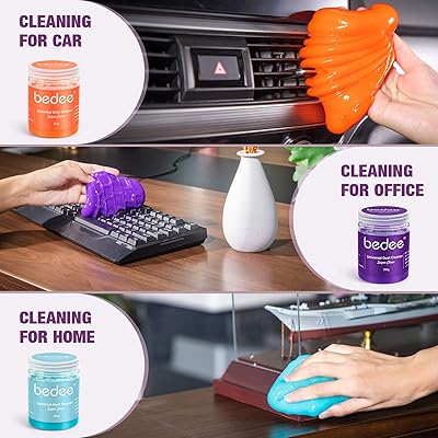 bedee Cleaning Gel for Car, 3 Packs Cleaning Putty Car Keyboard Cleaner Gel  High Efficient Cleaning Reusable Dust Cleaning Gel