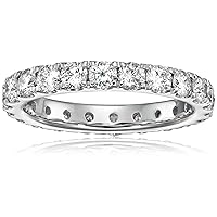 2 cttw Diamond Wedding Anniversary Band for Women Full Eternity Diamond Engagement Ring 14K White Gold Round Prong Set Size 4.5-10