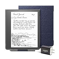 Kindle Scribe Essentials Bundle including Kindle Scribe (16 GB), Basic Pen, Fabric Folio Cover with Magnetic Attach - Denim, and Power Adapter