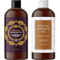 Massage Oils for Massage Therapy Bundle - Maple Holistics Massage Oil Kit with 16 Fl Oz Aromatherapy Lavender Massage Oil for Couples Plus Sore Muscle Massage Oil Made with Pure Essential Oils