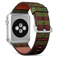 Compatible with Apple Watch Band 42mm 44mm 45mm 49mm (Christmas New Year Tartan Plaid Pattern) Replacement Vegan Leather Strap for iWatch Series 8 7 6 5 4 3 2 1 Ultra SE