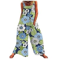 Women's Vacation Outfits Fashion Casual and Comfortable Cotton Linen Printedstrappy Jumpsuit Pirate Costume