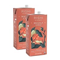 Rishi Tea Masala Chai Concentrate Beverage | Immune Support, USDA Certified Organic, Fair Trade Black Tea, Antioxidants, Energy-Boosting | 32 oz Carton, 8 Servings (Pack of 2)