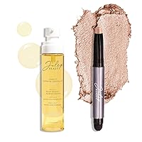 Julep Makeup Remover Perfection Set: Eyeshadow 101 Creme to Powder Champagne Shimmer Eyeshadow Stick and Vitamin E Cleansing Oil and Makeup Remover