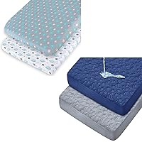 Pack and Play Sheets, 2 Pack Pack n Play Sheets Compatible with Graco Pack n Play/Mini Crib and Pack N Play Mattress Pad Sheet Waterproof Cover 2 Pack