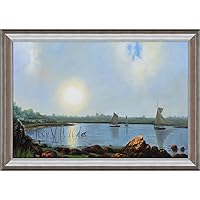 overstockArt York Harbor Coast of Maine with Athenian Frame, Antique Silver Finish