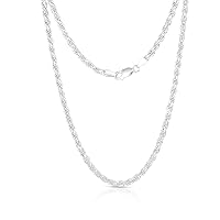 Authentic Solid Sterling Silver Rope Diamond-Cut Braided Twist Link .925 ITProLux Necklace Chains 1MM - 5MM, 16