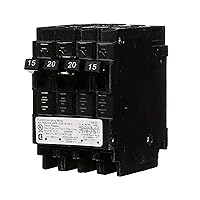 SIEMENS Q21520CT Triplex Two Outer 15 Amp Single-Pole and One Inner 20 Amp Double-Pole Circuit Breaker