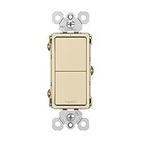 Legrand radiant RCD11ICC6 15 Amp Combination 2-in-1 Decorator Rocker Light Switch, Two Single Pole Switches, Ivory (1 Count)