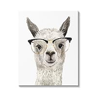 Farm Animal Llama In Glasses Canvas Wall Art, Design by Victoria Borges
