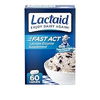 Lactaid Fast Act Lactose Intolerance Relief Caplets, Lactase Enzyme to Prevent Gas, Bloating & Diarrhea Due to Lactose Sensitivity, Supplements for Travel & On-The-Go, 60 Packs of 1-ct.