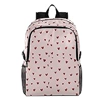 ALAZA Hearts Pastel Pink Red Valentines Day Packable Travel Camping Backpack Daypack