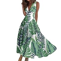 Women's Casual Dresses Sexy V Neck Hawaiian Dress Sleeveless Summer Beach Dress Plus Size Vintage Party Dresses
