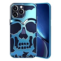 LUVI Compatible with iPhone 14 Plus Skull Hollow Case Electroplate Glossy Cooling Heat Dissipation Fashion Cool Unique Halloween Horror Protection Shockproof Cover for Women Girls Man