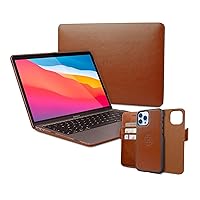 Dreem Bundle: Fibonacci Wallet-Case for iPhone 13 Pro Max with Euclid MacBook Air Case 13-Inch Hard Cover - Caramel