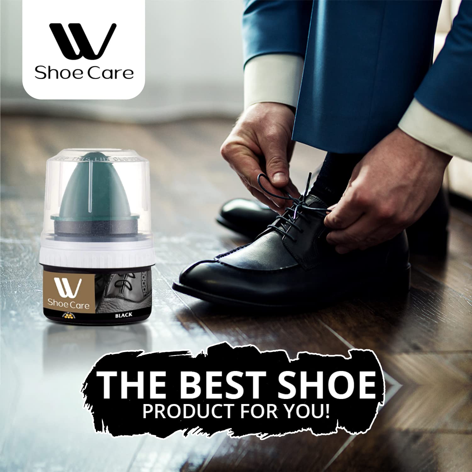W Shoe Care Shoe Cream with Sponge Applicator, Protects Leather from Scuffs and Scratches, Best for All Kind of Leather Surfaces, Professional Shine with Black, Brown & Neutral