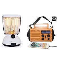 Mesqool Small Lanterns for Power Outages Solar Hand Crank Battery Powered Rechargeable & Emergency Weather Radios for Home with Battery Backup