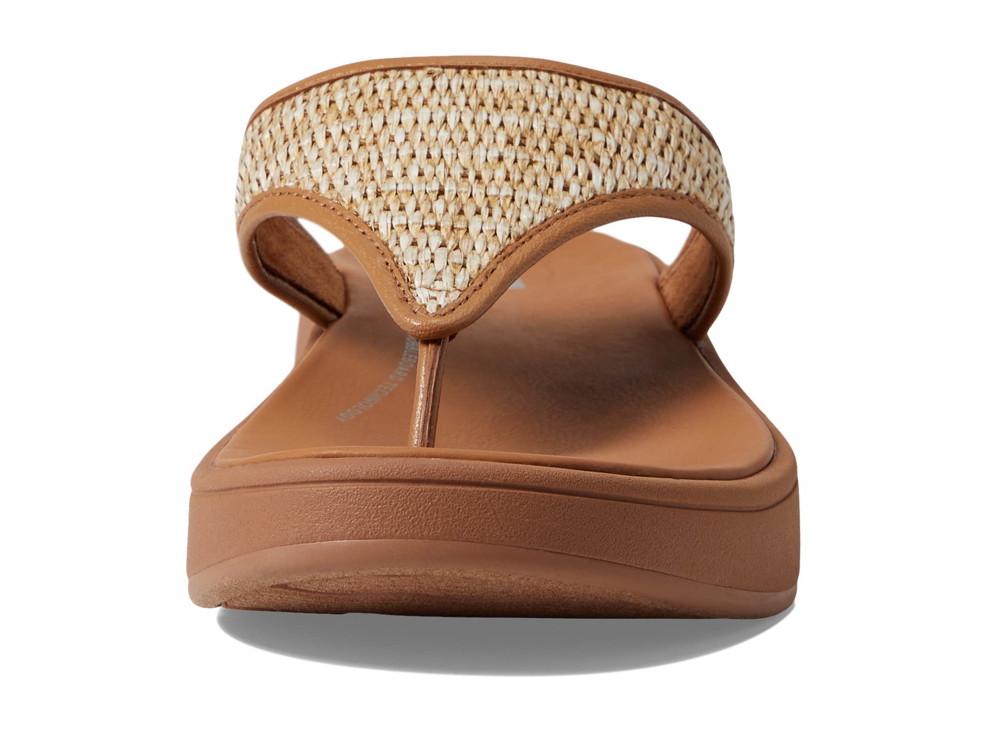 FitFlop F-Mode Woven-Raffia Flatform Toe Post Sandals