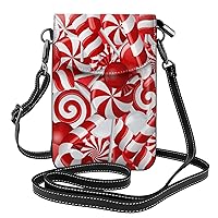 Strawberry Print Crossbody Mini Phone Bag For Women,Fashionable Cute Pu Splashproof Phone Bag,With Card Slot