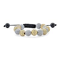 Black Blue White Or Gold Tone Pave Crystal Disco Ball Shamballa Inspired Bracelet For Women Men Adjustable Cord String